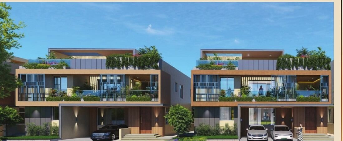 The Roots by Ramky — twin 4 BHK villas, elevation render